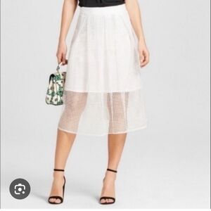 NWT Who What Wear White A-Line Mesh Skirt